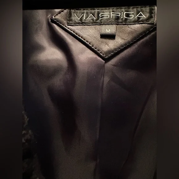 Via Spiga Women’s lamb leather black jacket with black knit. Size medium - Picture 7 of 8